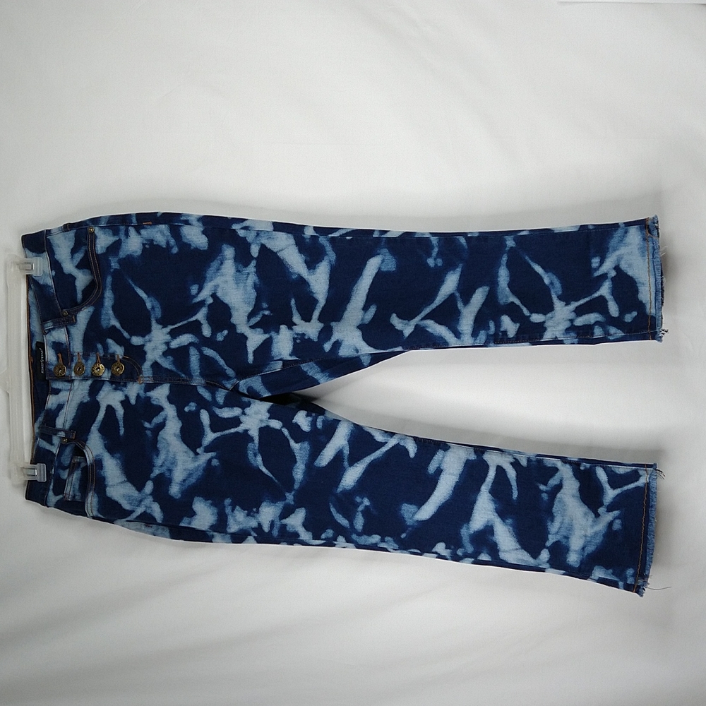 Women Blue Tie Dye Capris Size: 10